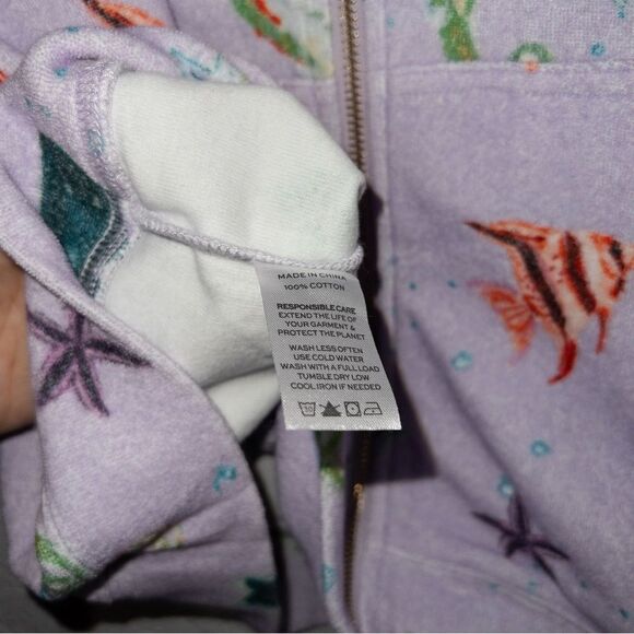 NWT Hill House Purple Sea‎ Creatures The Allie Terry Zip-Up Size Medium - Picture 7 of 9